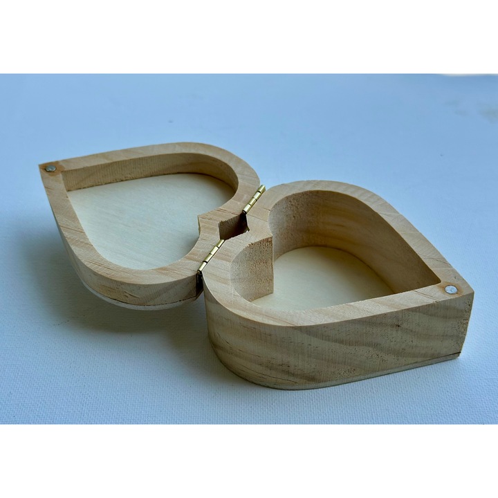 Cutie inima din lemn, pentru pastrarea dintisorilor – Zana Maseluta, copii, 8.5 x 8.5 x 4.5 cm