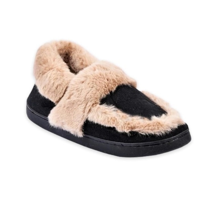 Papuci stil Sabot, Femei, Imblaniti, Material Calduros, 36 -> 41, Negru, Multicolor, 41