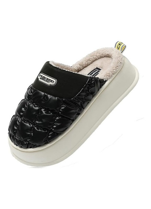 Дамски чехли, мега леки, пухкави, дебела подметка, черни, Многоцветен, 36