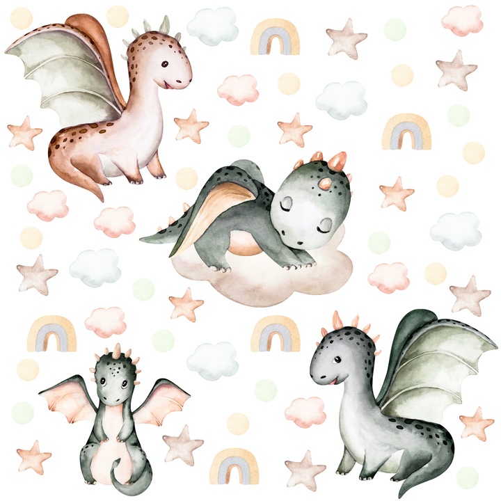 Matricák Muralo Aranyos Alvó Dínók 60 cm x 30 cm a Gyerekszobába