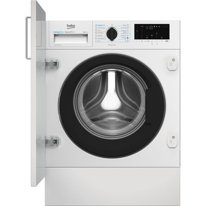 Пералня за вграждане Beko B3WBT681415W, 8 кг, 1400 об/мин, 15 програми, клас A, заключване за деца, бяла