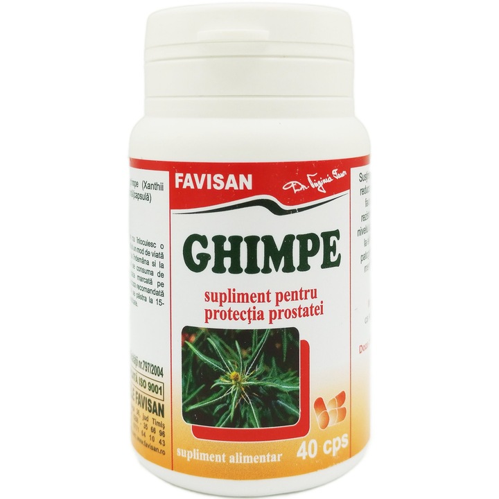 Ghimpe (Xanthium spinosum) 300mg, "adjuvant in prostata, inflamatii urinare si litiaza renala", dr. Virginia Faur, 40cps, Laboratoarele Favisan