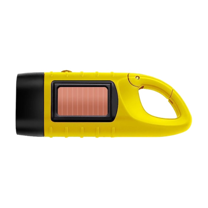 Lampa de urgenta portabila cu LED, alimentata manual cu manivela / Lampa solara pentru corturi de camping si drumetii / Galbena