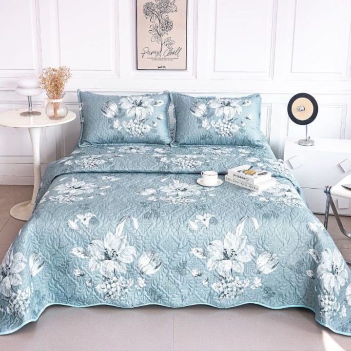 Set cuvertura cu 2 fete, Casa de Vis Online, matlasata, 3 piese, multicolor, 220 x 240 cm, Y-286