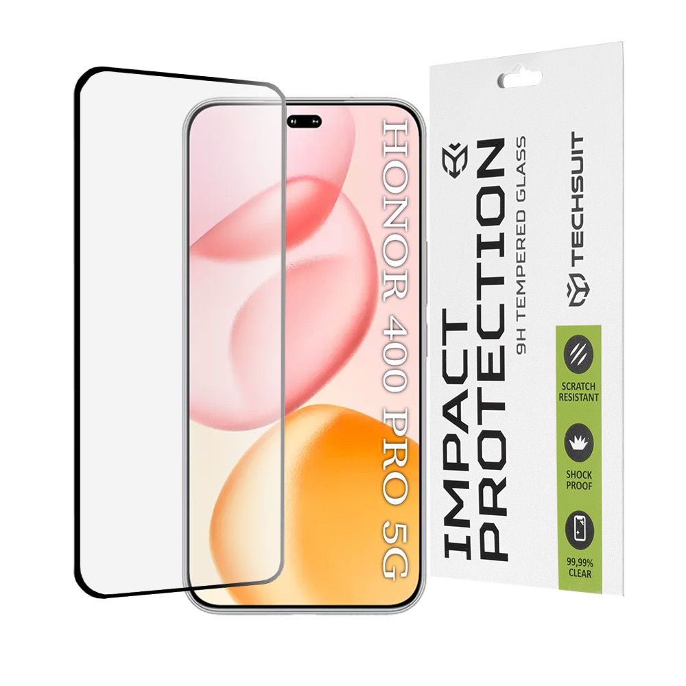 Folie pentru Honor 400 Pro - Techsuit 111D Full Cover / Full Glue Glass / 3D Curved Screen - Black