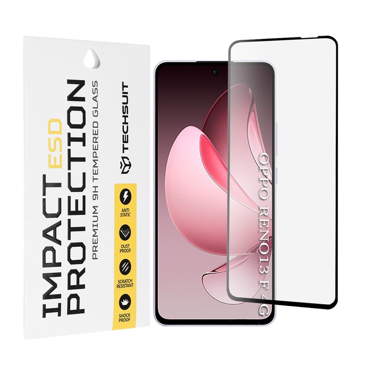 Фолио Armour Shield за Oppo Reno13 F 4G/Reno13 F 5G/Reno13 FS 5G, ESD стъкло, G51, Удароустойчив кристал, Интензивно тъмно