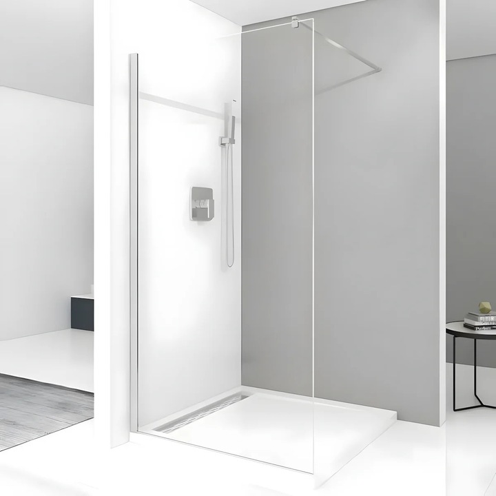 Paravan Dus Walk-In Diplon Una 70x195 cm, Sticla Securizata 8mm, Profil Aluminiu Cromat, Orientare Reversibila, Kit Montaj Inclus