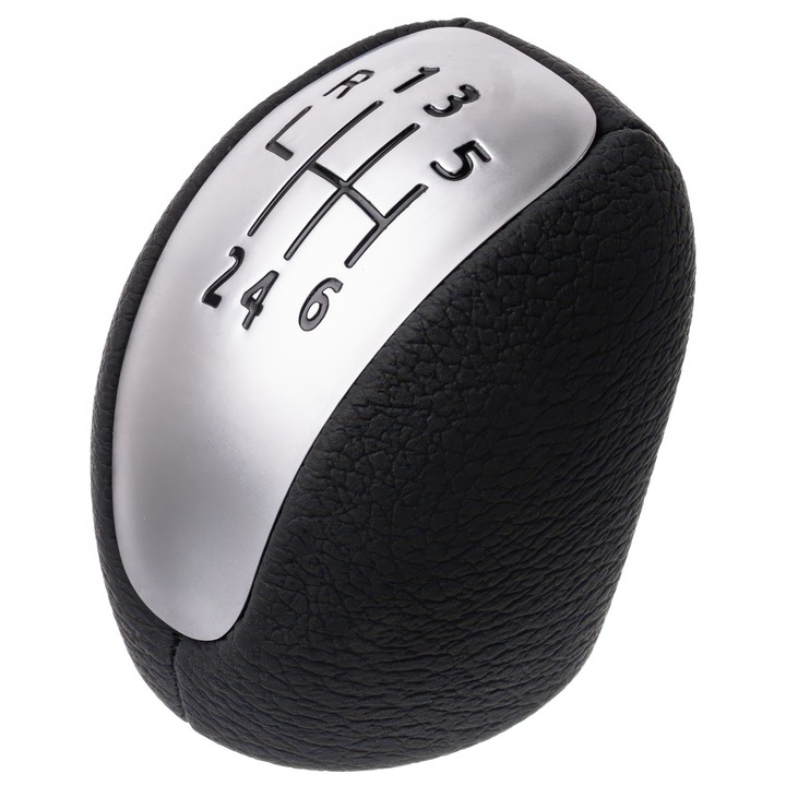 Váltógomb, Renault, Laguna III, 6 sebességes kézi váltóhoz, Fekete-ezüst színű, jól látható fokozatjelöléssel, Gyors és intuitív beszerelés – 'Plug & Play' típusú, Állapot: teljesen új termék, Kiváló minőségű utángyártott alkatrész