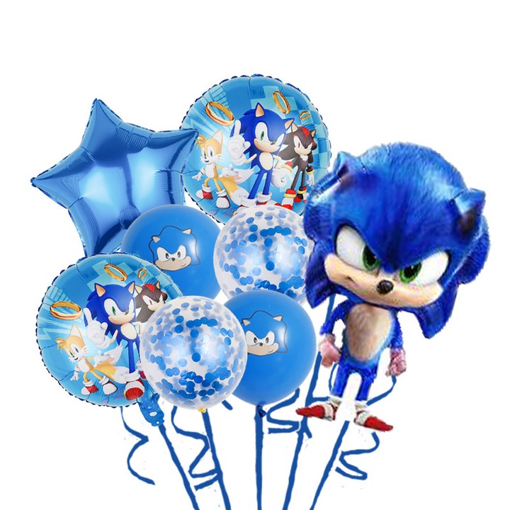 Sonic 8 db fólia és latex lufi szett