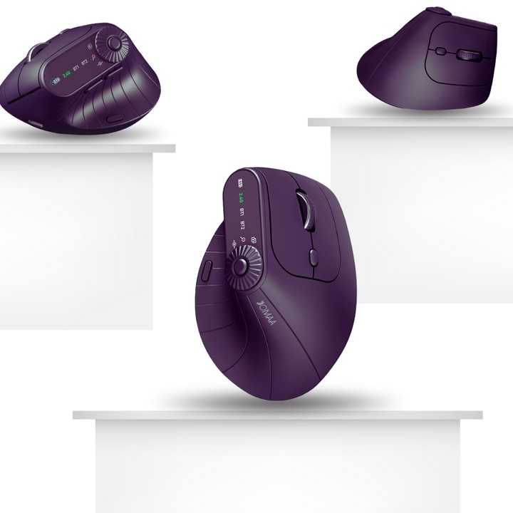 Mouse Ergonomic Vertical ZYNERA, Wireless 2.4G, Dubla Conexiune Bluetooth 5.2/3.0, DPI Ajustabil, Mov