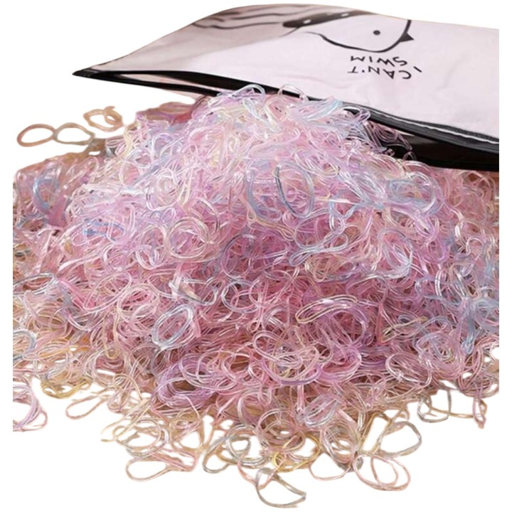 Set Elastice de par, mici, multicolore, neon, 1100 buc