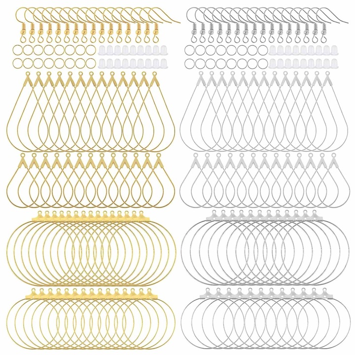 Комплект бижута за ръчно изработени обеци, SINBINTA, Изработка на бижута, Без никел, Хипоалергенен, Не се чупи и не избледнява лесно, За бижута "Направи си сам", Метал, Многоцветен