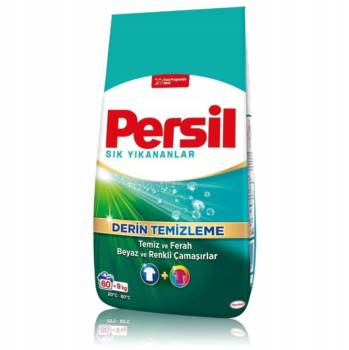 Persil Deep Clean Universal автоматичен перилен препарат, 9 кг, за бяло и цветно пране, дълбоко почистване, ефективен при 20–60°C, 60 пранета, защита на цвета и тъканите, активна сила срещу петна