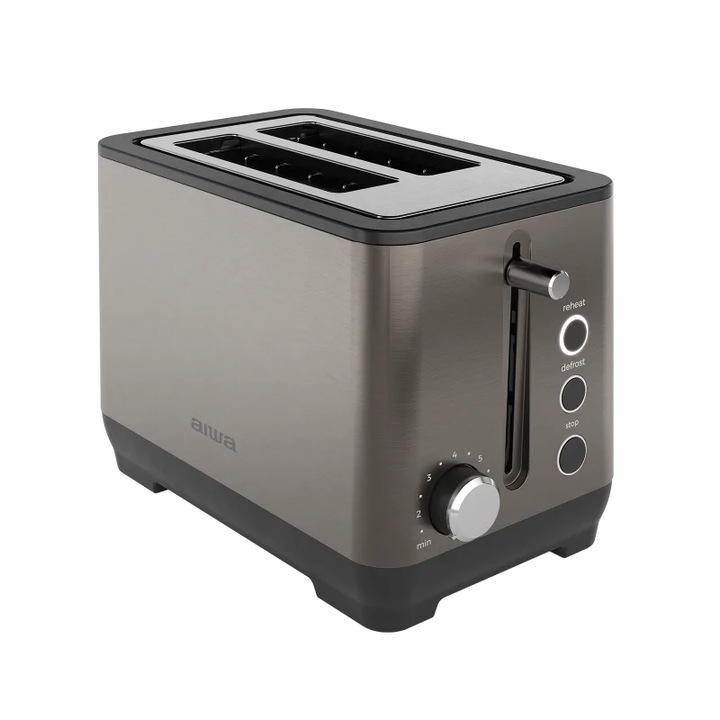 Тостер AIWA ABT-1000, 2 филийки, 1000W, 7 нива на изпичане, отвори с ширина 4 см, функция за размразяване и претопляне