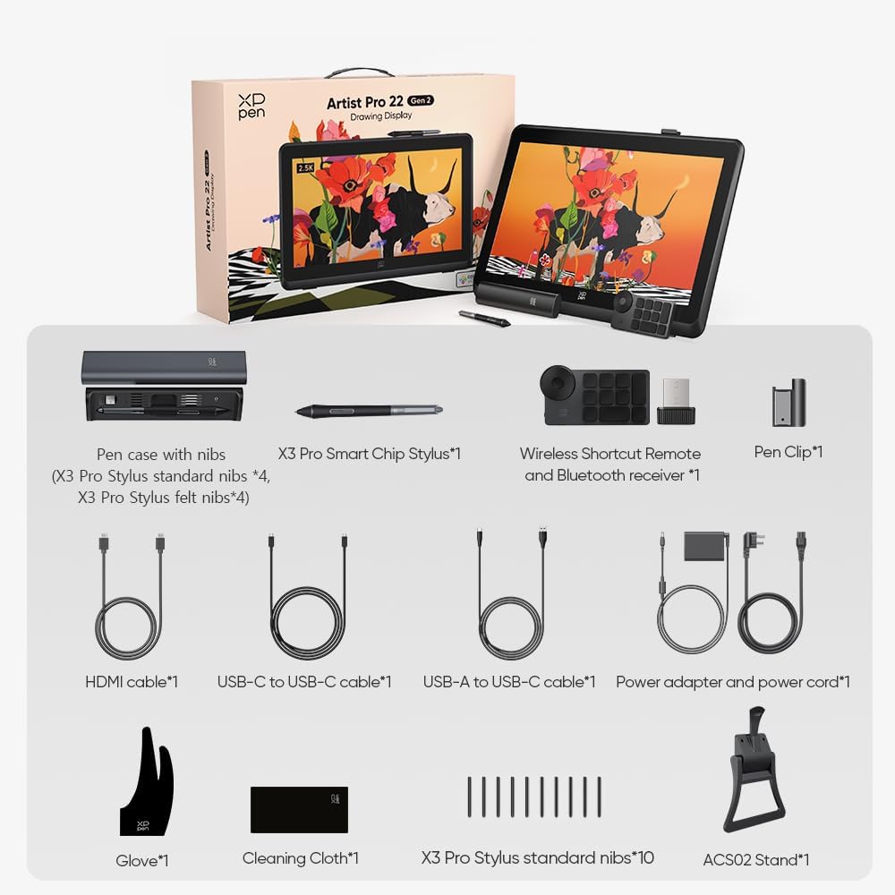 Tableta grafica, XP-PEN, Artist 22 Pro Gen 2 2.5K QHD, 16K X3 Pro Pen ...