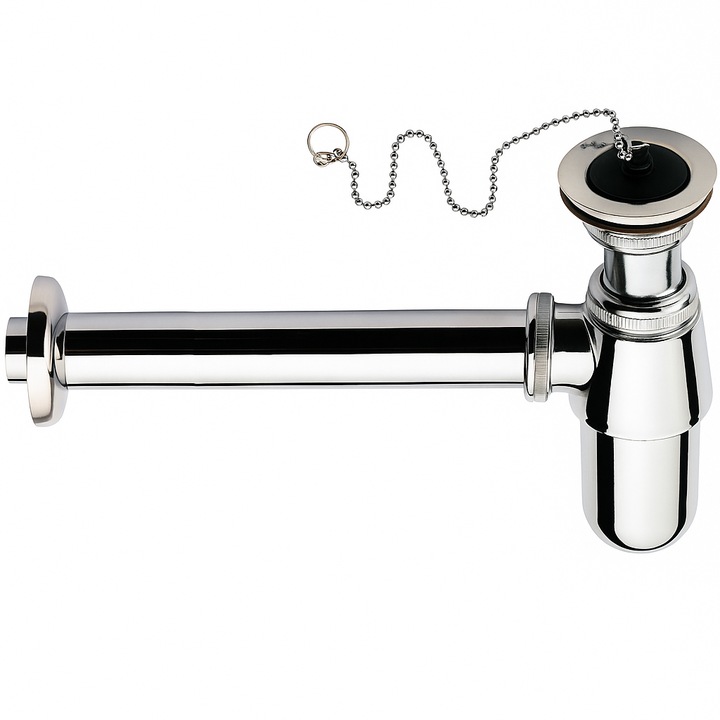 Sifon lavoar metalic Remer Rubinetterie 973Z114, racord 1"1/4, lungime 250 mm, alama si zamac cromat