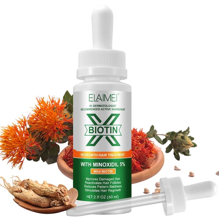 Ulei tratament pentru cresterea parului, NOVA KISS, cu Biotina, 60 ml