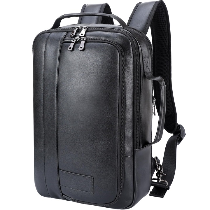 Rucsac Tiding pentru bărbați, geantă de călătorie din piele, extensibil, negru, 16.85x13.03x3.11cm