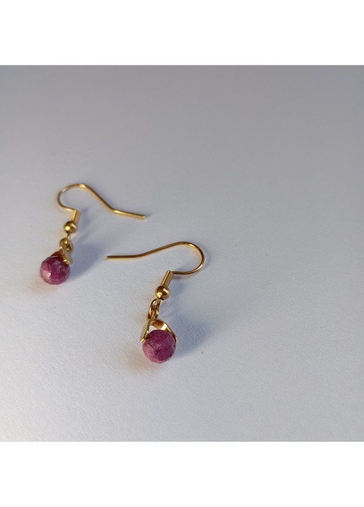 Cercei placati cu aur 18k si Rubin