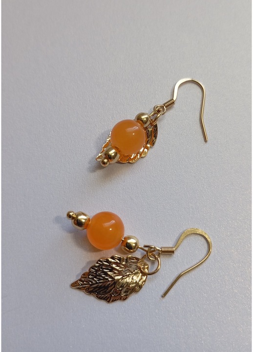 Cercei placati cu aur 18K si Jad