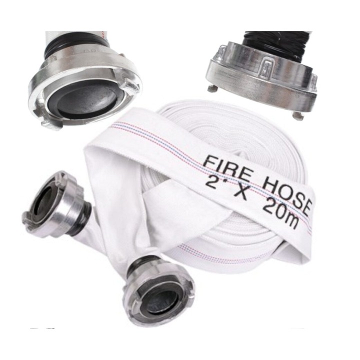 Маркуч за напояване за пожарникари 2" 20 метра, с муфи, 12 бара, Kraft