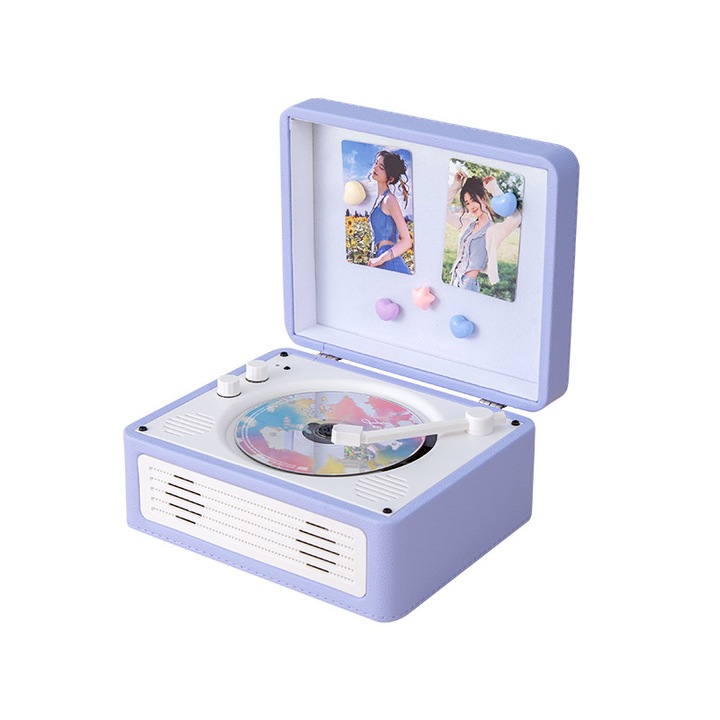 CD player portabil, Bluetooth 5.4, CD/CD-R/CD-RW/MP3/WMA, lumina de noapte, mufa audio de 3, 5 mm, baterie de 3000 mAh, incarcare USB, 21x17x10 cm, violet deschis