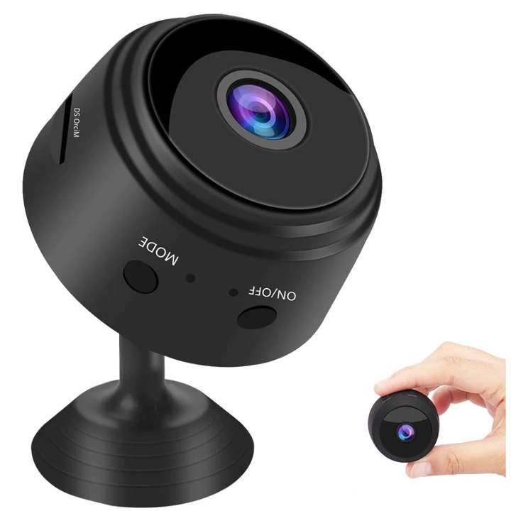 SPIKO, 1080p Mini Wi-Fi Kamera, Éjjellátó, 150°-os látószög, Mozgásérzékelő, Telefonfigyelés