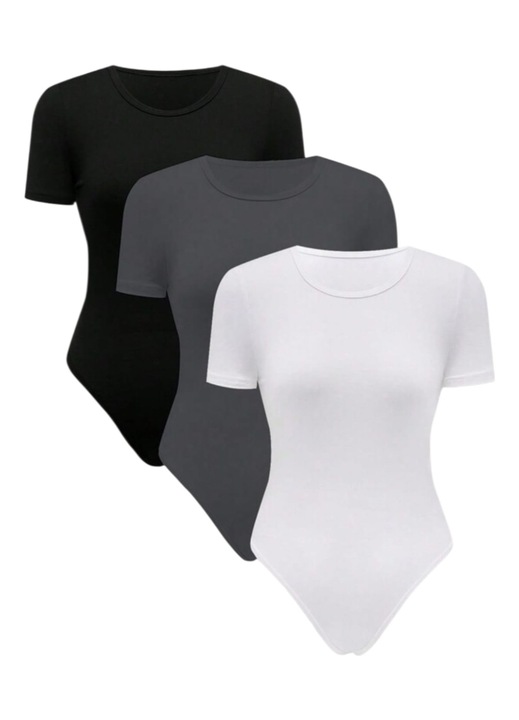 Комплект от 3 бодита, еластичен памук, XS