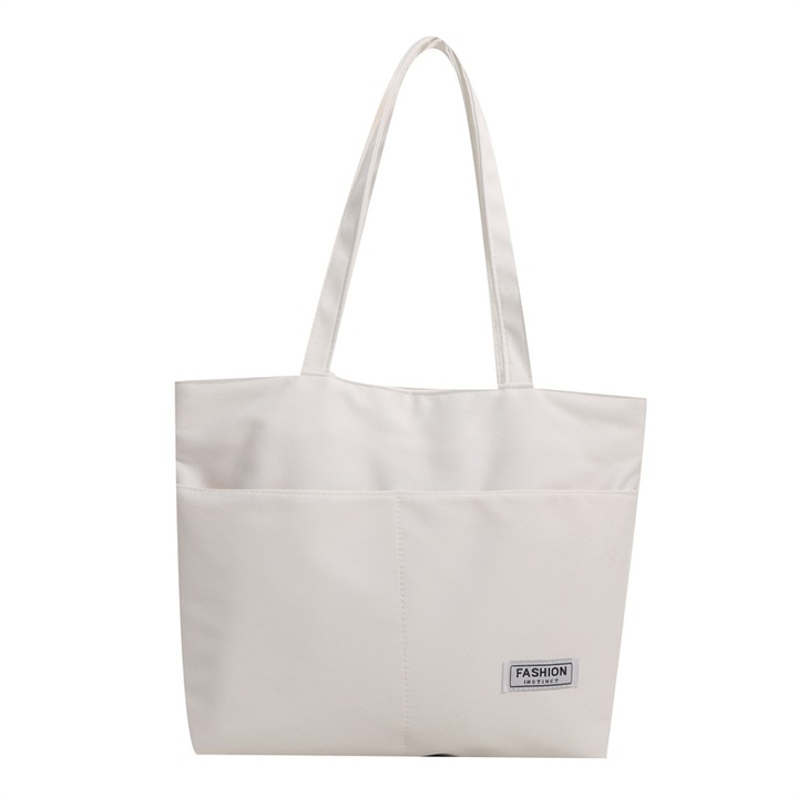 Geanta de umar, geanta de mana, simpla, casual, capacitate mare, geanta tote, 38x28x8cm, alba