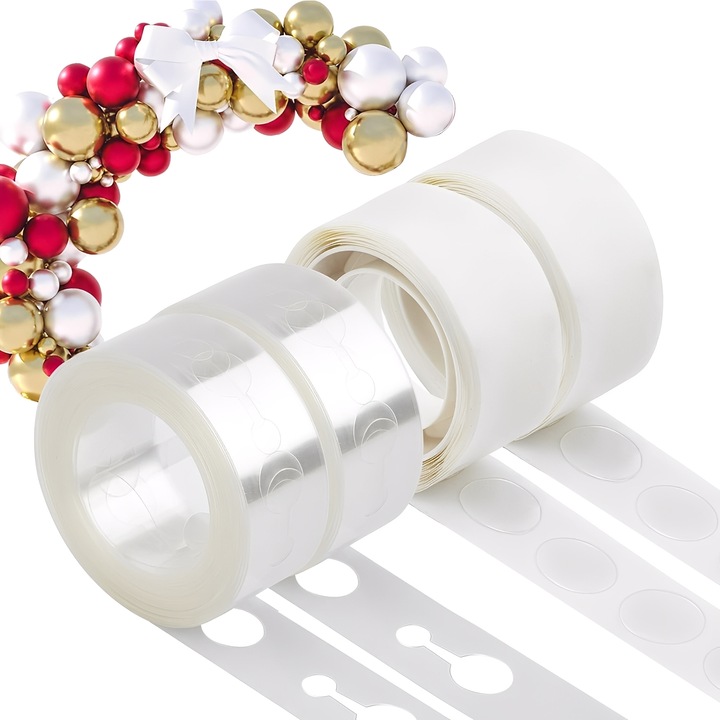 Set de banda adeziva pentru arc de baloane, TREXORA, 4 piese, 5m, transparent/alb