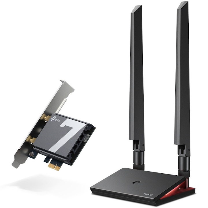 Placa de retea TP-Link Archer TB550E, BE9300, Tri-Band, Wi-Fi 7, Bluetooth 5.4, PCIe