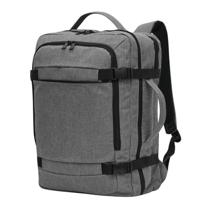 Weser hátizsák, Steward modell, 400 D poliészter, szürke, rekeszek, zsebek, szervezők, 45 x 32 x 20 cm