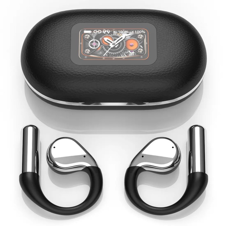 Casti Sport Nexo qPlay PRO Black cu Bluetooth 5.4 Noise Cancelling Display Digital HD Profesional Studio