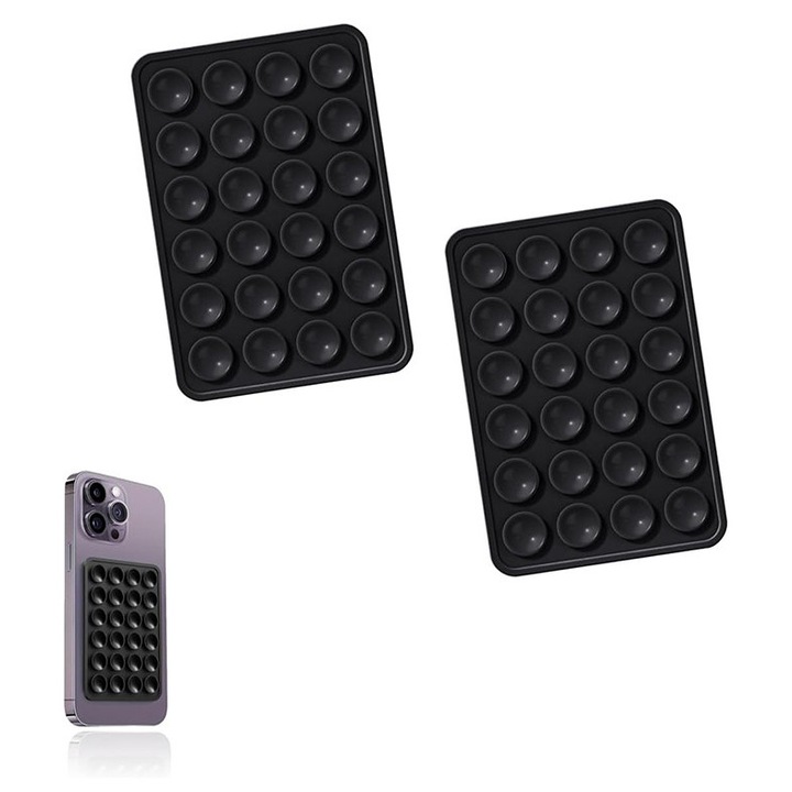 Поставка за телефон с вендузи TodyJeyHo, 2 броя, черен, за огледало и душ