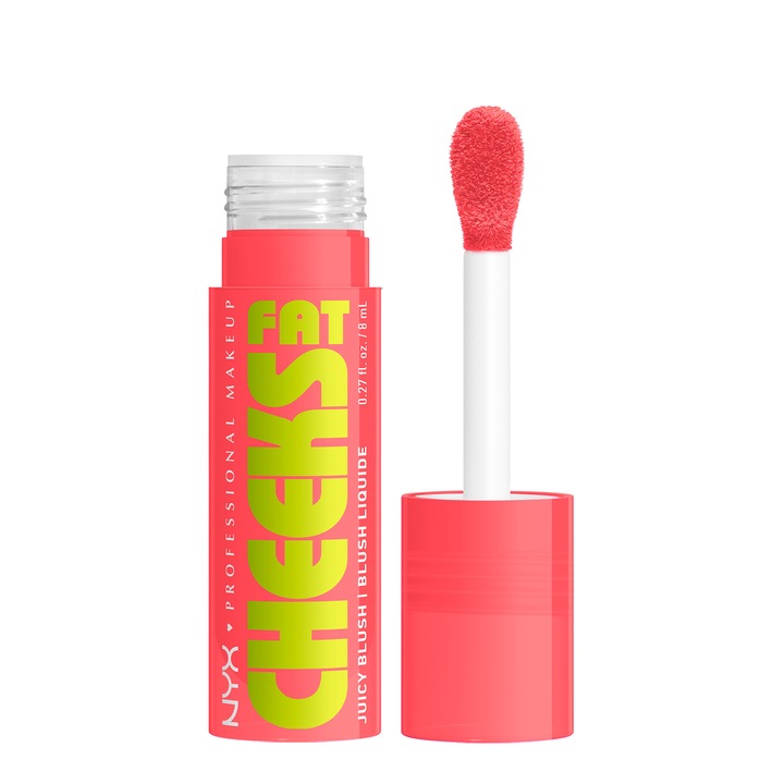 NYX Professional Makeup Fat Cheeks 5 Peach Plunge folyékony pirosító, Akár 12 órán át tartós, Nem fakul, 8 ml