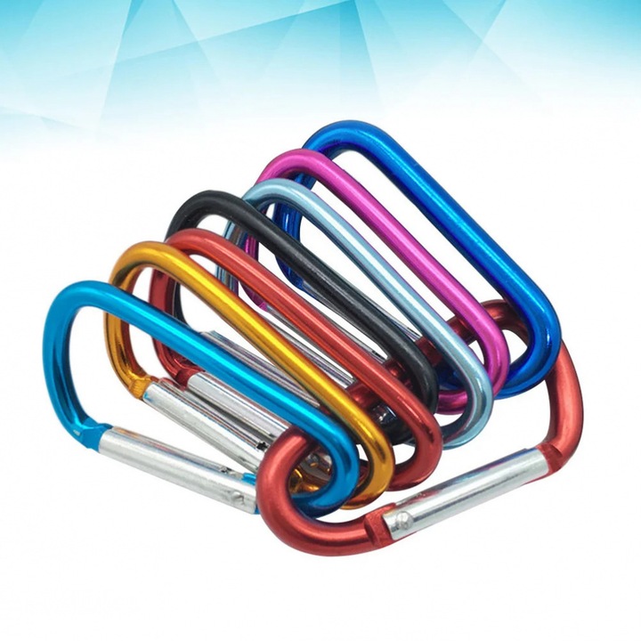 Carabine din aluminiu, SUNNYYDS, design D, 5.6x2.8x0.5cm, set de 10 bucati