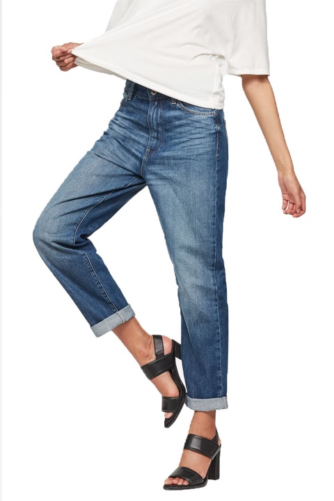 Blugi de damă G-Star RAW Midge Deconstructed High Boyfriend, Denim Sato, Bumbac, Albastru, Albastru