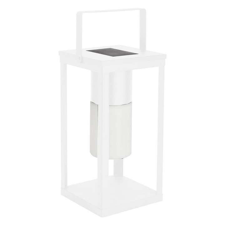 Felinar incarcare solara otel alb 17x17x38 cm