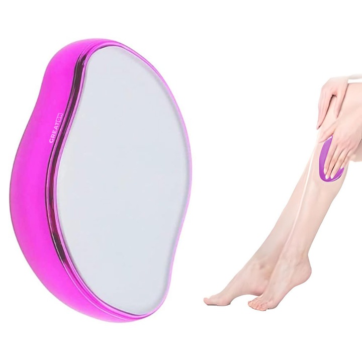 Epilator GREATON Portabil, Epilare prin Frecare Fara Durere, Elimina Rapid Parul, Dispozitiv Reutilizabil, Lavabil, Cu Cristale, Roz