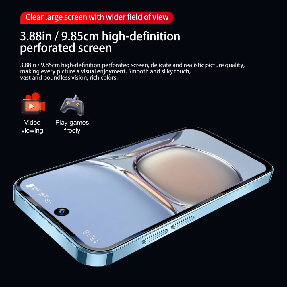 Rainbuvvi xs19 Pro Mini telefon mobil 3GB RAM 32GB ROM 3.88 inch 4G Mini telefon mobil 2000mAh Android 12 Violet