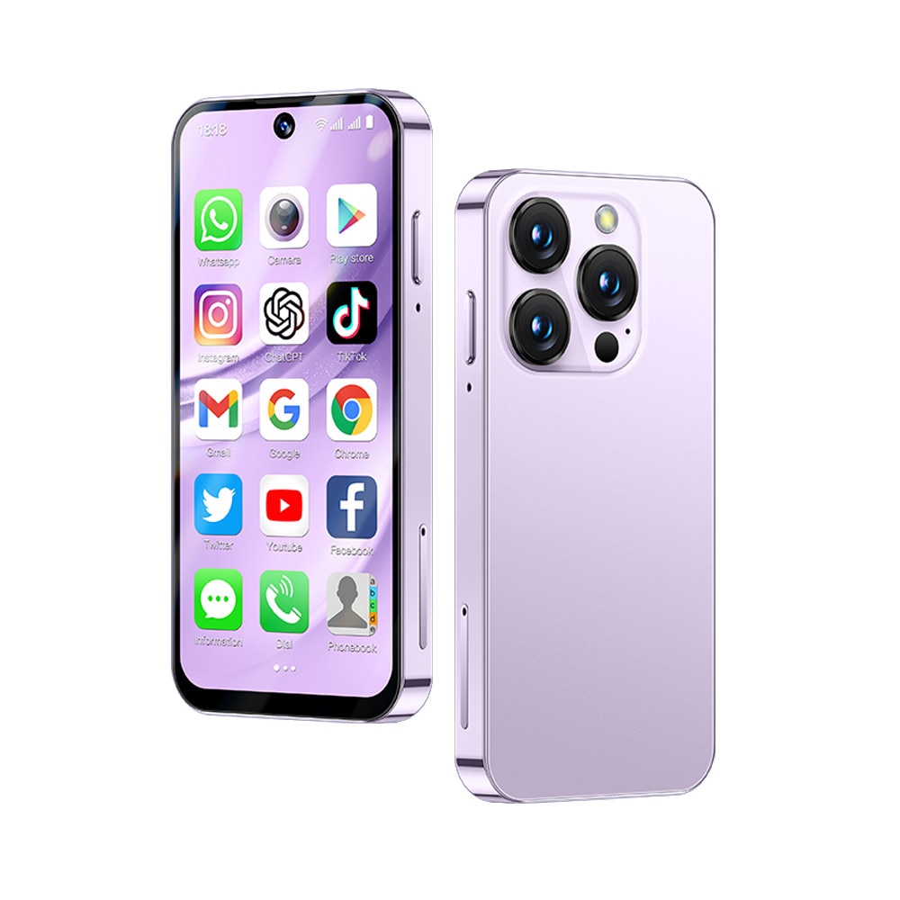 Rainbuvvi xs19 Pro Mini telefon mobil 3GB RAM 32GB ROM 3.88 inch 4G Mini telefon mobil 2000mAh Android 12 Violet