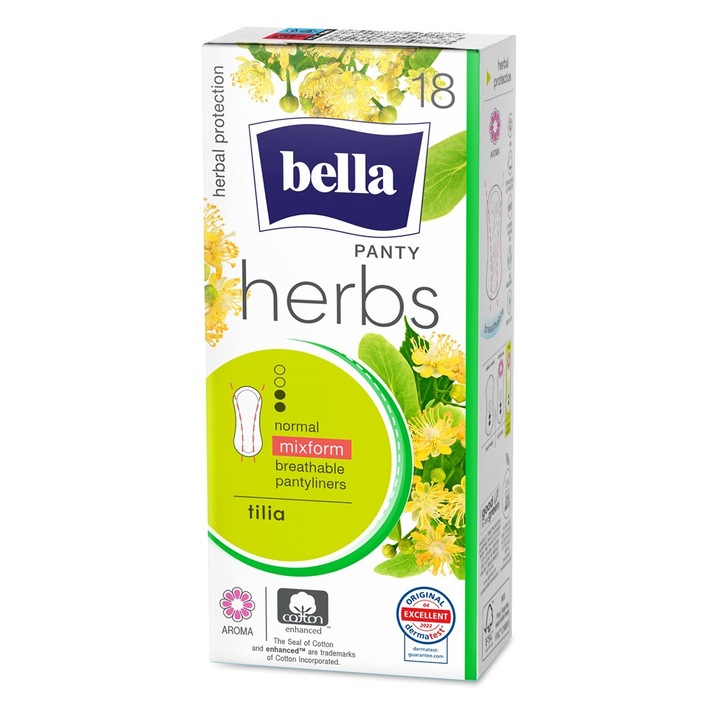 Bella Panty Herbs tisztasági betét, 18 darab, hársfavirág illattal, maximális kényelem