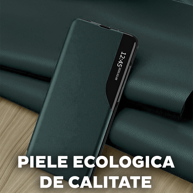 Husa pentru Samsung Galaxy A07 Tip Carte, S-View, Functie de Stand, Calitate Premium, Antisoc, Protectie Sporita, Verde