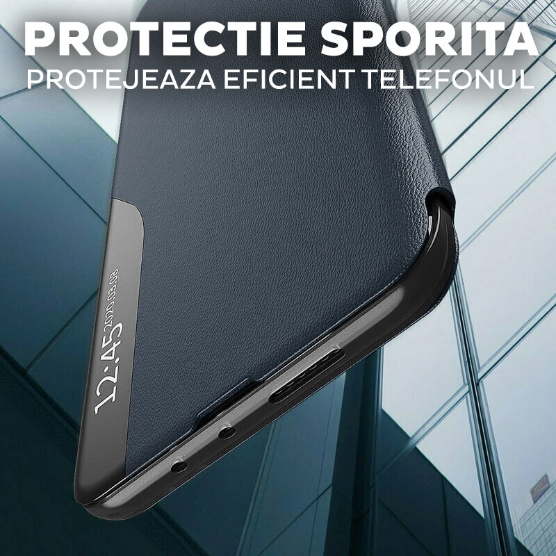 Husa pentru Samsung Galaxy S25 FE DaDen® Tip Carte, S-View, Functie de Stand, Calitate Premium, Antisoc, Protectie Sporita, Albastru