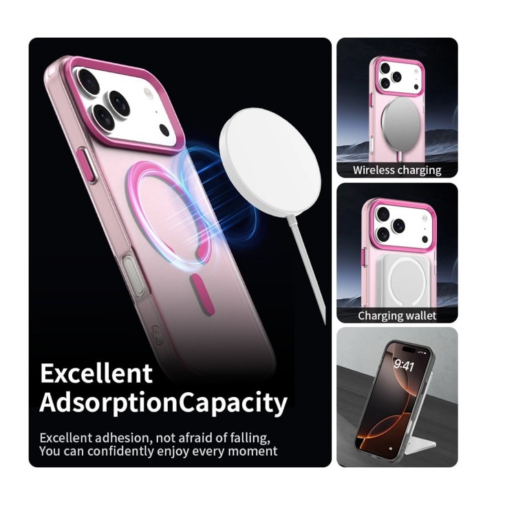 Husa Upzz® Tech Candy Compatibila Cu iPhone 17 Pro Max Tehnologie Magsafe, Protectie La Camera si Colturi, Pink