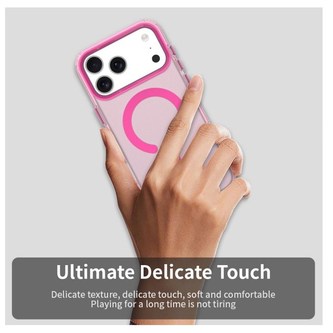 Husa Upzz® Tech Candy Compatibila Cu iPhone 17 Pro Max Tehnologie Magsafe, Protectie La Camera si Colturi, Pink