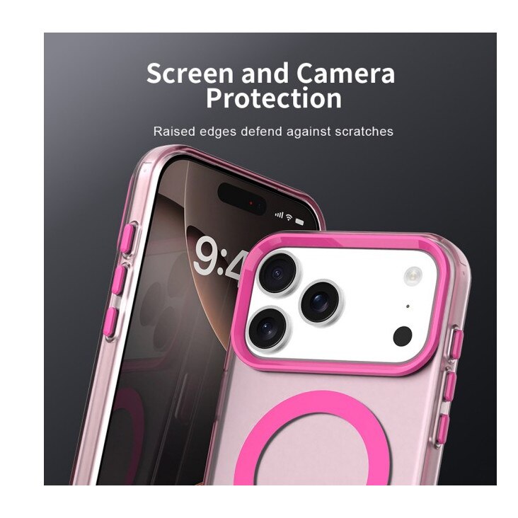 Husa Upzz® Tech Candy Compatibila Cu iPhone 17 Pro Max Tehnologie Magsafe, Protectie La Camera si Colturi, Pink