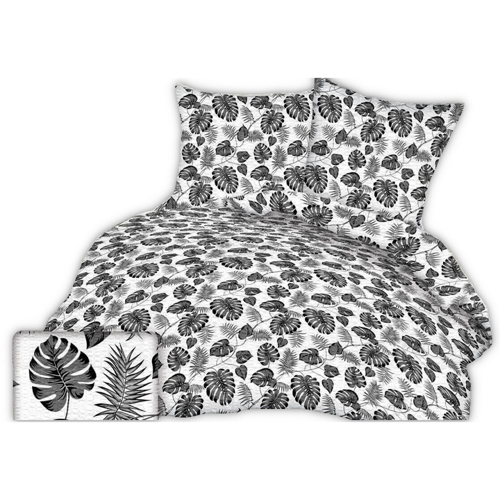 Lenjerie de pat 180x200 model de asternut frunze exotice 2
