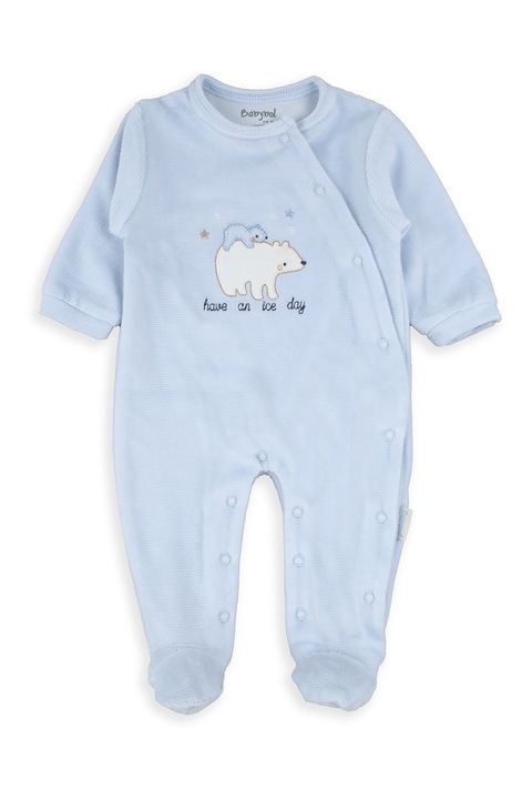 Babybol, Унисекс гащеризон тип ританки с памук с капси, Бял/Небесносин, 80 CM