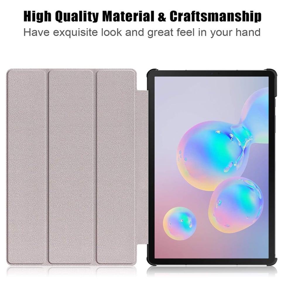 Husa tableta pentru Samsung Galaxy Tab S6 Lite (2020 / 2022 / 2024), SKYDDAR INNOVATION, cu suport Multi-Unghi si functie Sleep/Wake, FoldPro, Negru, set cu sticker